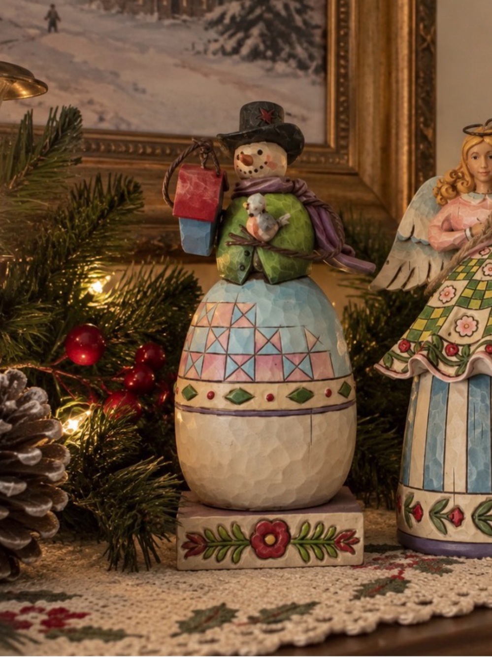 "Warm and Cozy" Snowman with Birdhouse Figurine (Item #4010362)